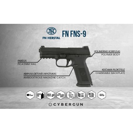FN FNS-9 GBB Official Airsoft Pistol with Metal Slide