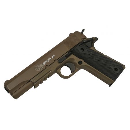 Colt M1911 TAN spyruoklinis pistoletas su metaliniu šliaužikliu