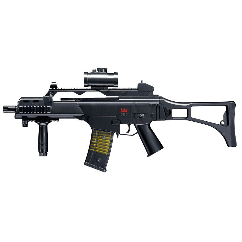 Bockbüchsflinte H&K G36C mit Rotpunktvisier, Schalldämpfer, Griffstück