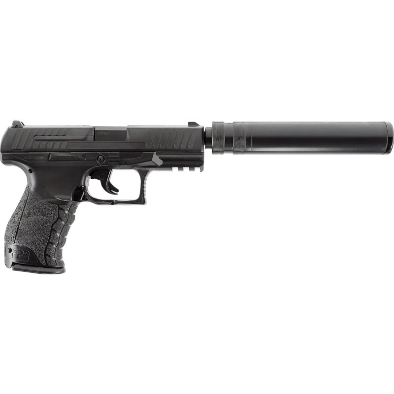 Airsoft Federpistole Walther PPQ Navy mit Schalldämpfer