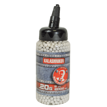 6 mm BBs for airsoft guns - 2000 pcs, 0.2 g in a fast loading bottle