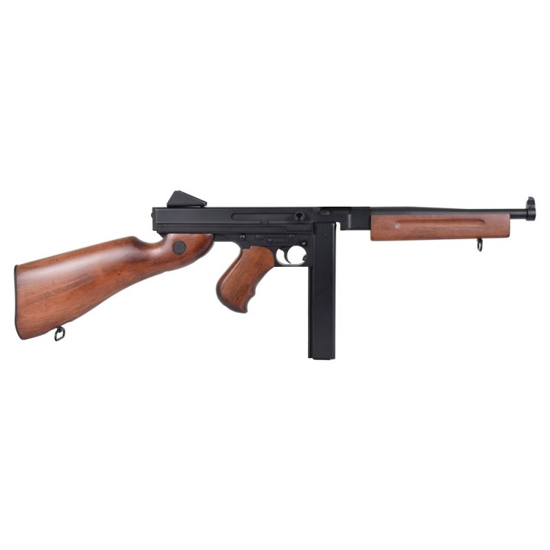 Thompson M1A1 echt hout AEG airsoft geweer – volledig metalen WWII replica