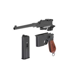 Mauser C96 M712 Schnellfeuer CO2 airsoft pistoletas - "Select-Fire" vokiška šluotos rankena