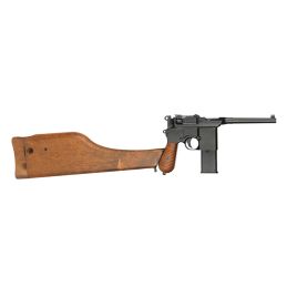 Mauser C96 M712 Schnellfeuer Airsoft GBB pistoletas su pečių apkaba - vokiška šluotos rankena
