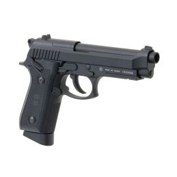 PT92 FULL AUTO – vaizdas iš kairės, ugnies režimo perjungiklis ir spynos atlaisvinimas