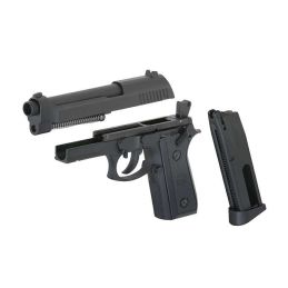 PT92 FULL AUTO – CO2 airsoft pistole ar izvēles režīmu, pilnībā metāla, 27 patronu magazīna